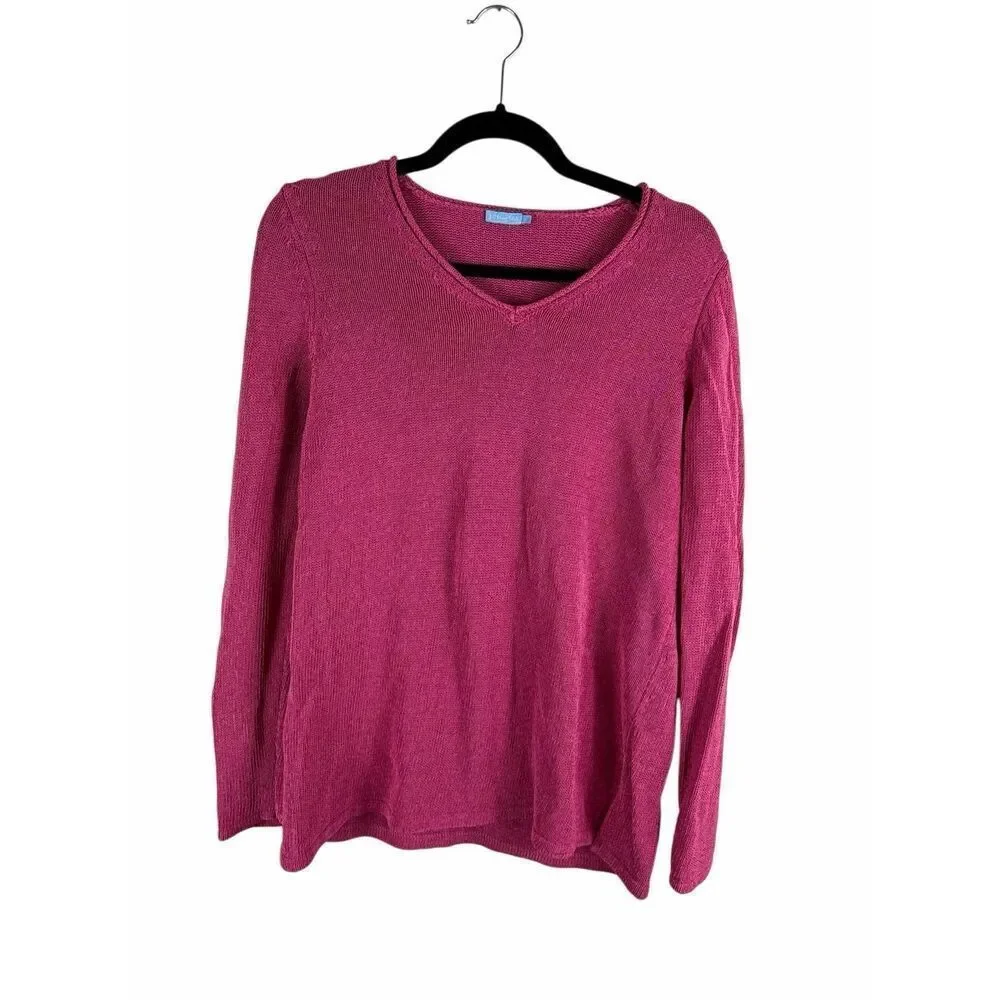 J. McLaughlin pink V-neck sweater - size m - Picture 1 of 5